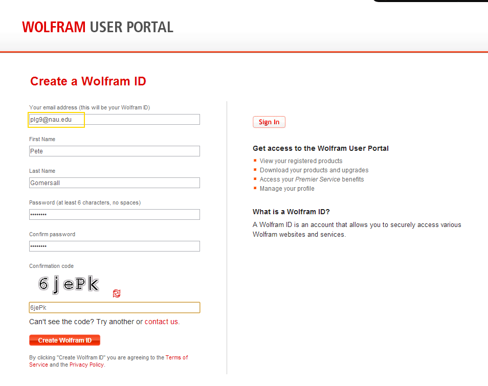 Create Wolfram ID